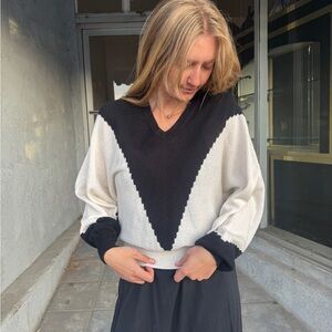 1980s Rochelle California Graphic Colorblock Knit Dolman Sleeve Sweater Medium